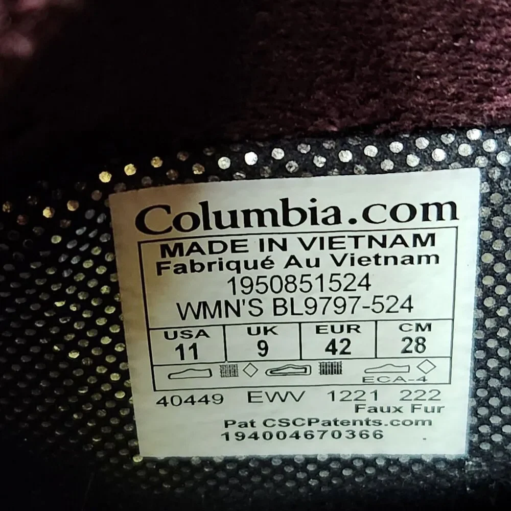 Columbia Omni‑Heat Waterproof Winter Boots Women’s 11 Purple Plum
